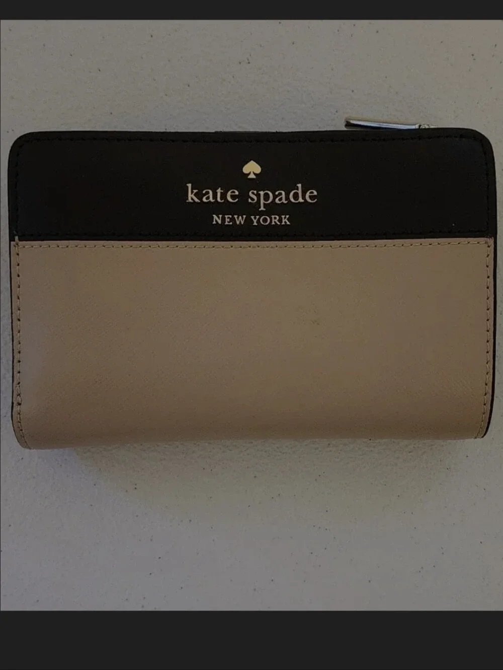 Kate spade Staci Colorblock Small Zip Around Wallet Warm Beige Black